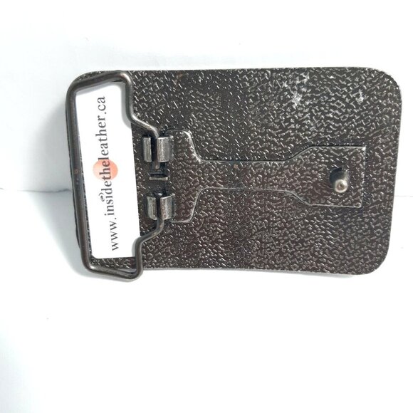 Belt Buckle Retro Metal New Old Stock Striped Green Yellow Boho Made In Canada - Picture 3 of 3